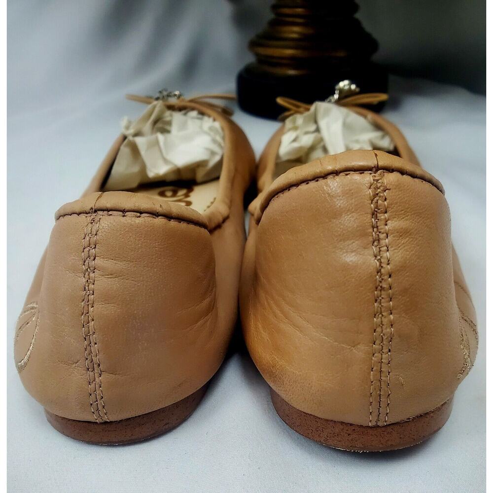 Sam Edelman Felicia Nude Beige Leather Ballet Flats 7.5M Womens Shoes size 7 .5 - Picture 6 of 7